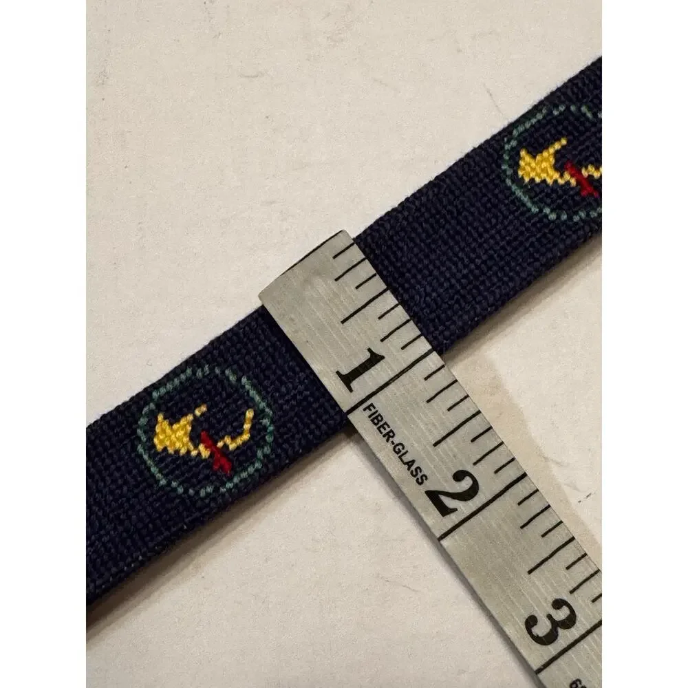 Youth Smathers & Branson Large Hand Crafted Needlepoint Belt Kids Boys Blue Golf